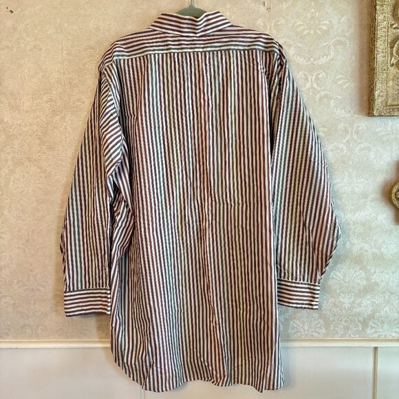 Muted Dark Jewel Tone Vertical Striped 90s Long Sleeve Button Down Shirt 2XLT - Picture 2 of 11